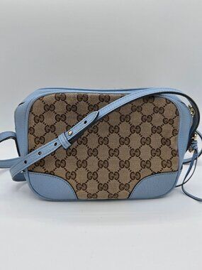 Gucci GG Canvas Disco Messenger Bag – Beige/Ebony GG Canvas & Light Blue Leather